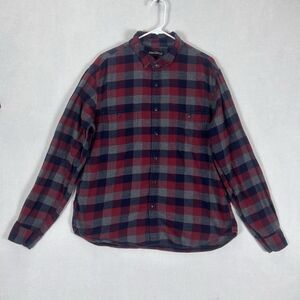 J.Crew Mercantile Long Sleeve Button Up Plaid Shirt Mens Size XL Red Blue Casual